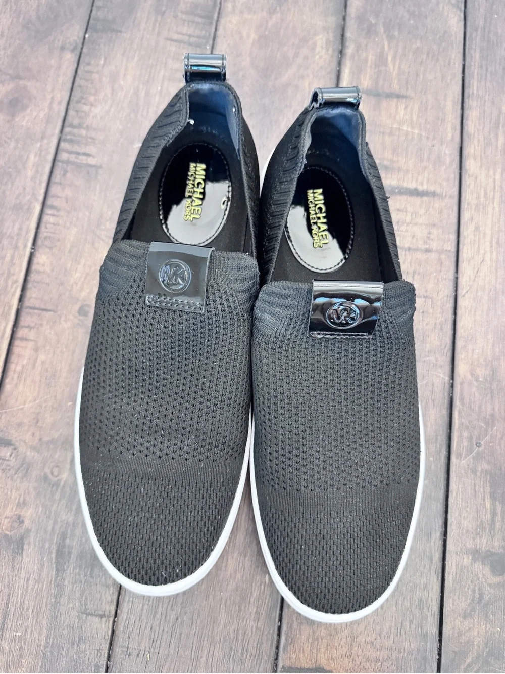 Michael Kors Juno Women's Knit Slip-On Sneaker Shoe Women’s 8 Black Stretch